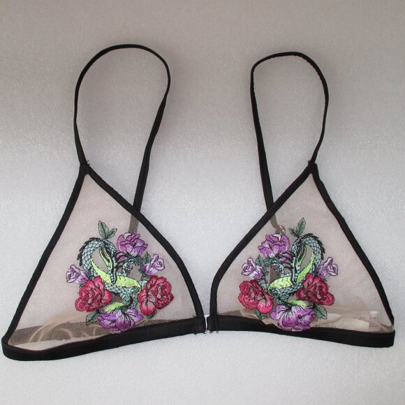 🩷FLEUR DU MAL DRAGON EMBROIDERY SHEER BRA - Picture 7 of 13